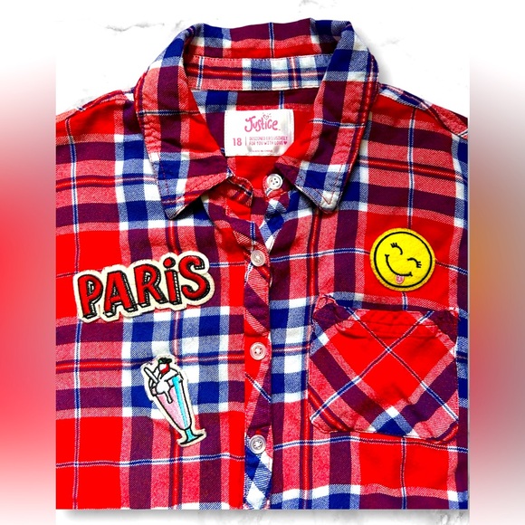 Justice Red Plaid Long Sleeve for Kids for 10-12 yrs old. - Picture 3 of 3